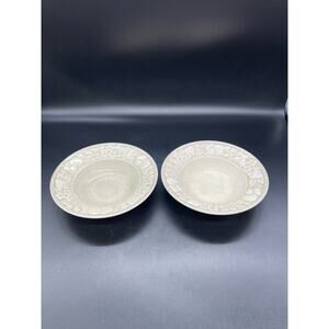 Vintage Metlox Vernon Ware Embossed Antiqua Set of 2 Fruit Bowls 6 3/8" Calif